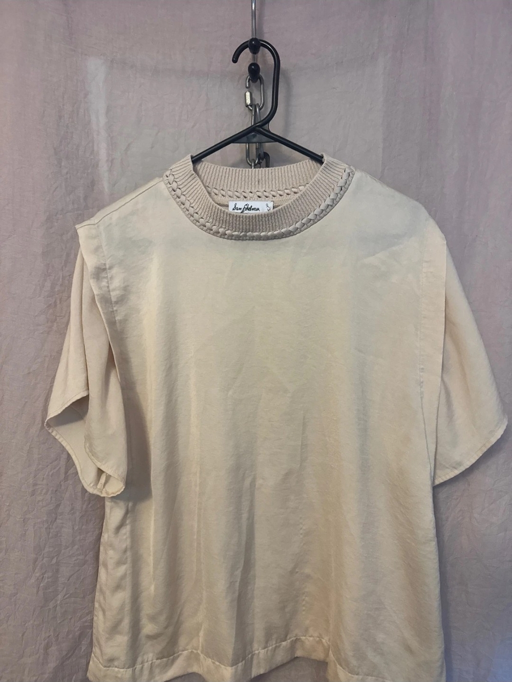 Sam Edelman Cream Knit Top with Braided Trim